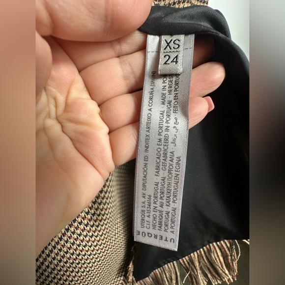 UTERGUE Houndstooth Midi Beown Skirt with front pockets Size XS - Picture 15 of 17